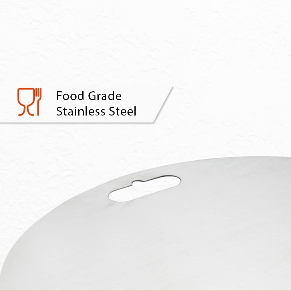 Round Stainless Steel Chopping Board for Kitchen - Free 2 Steel Straw -  30.5cm Diameter