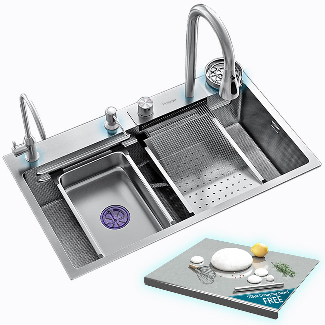 Herrlich Homes Silver 30"x18" Multifunctional Kitchen Sink & Free Stainless Steel Counter Top